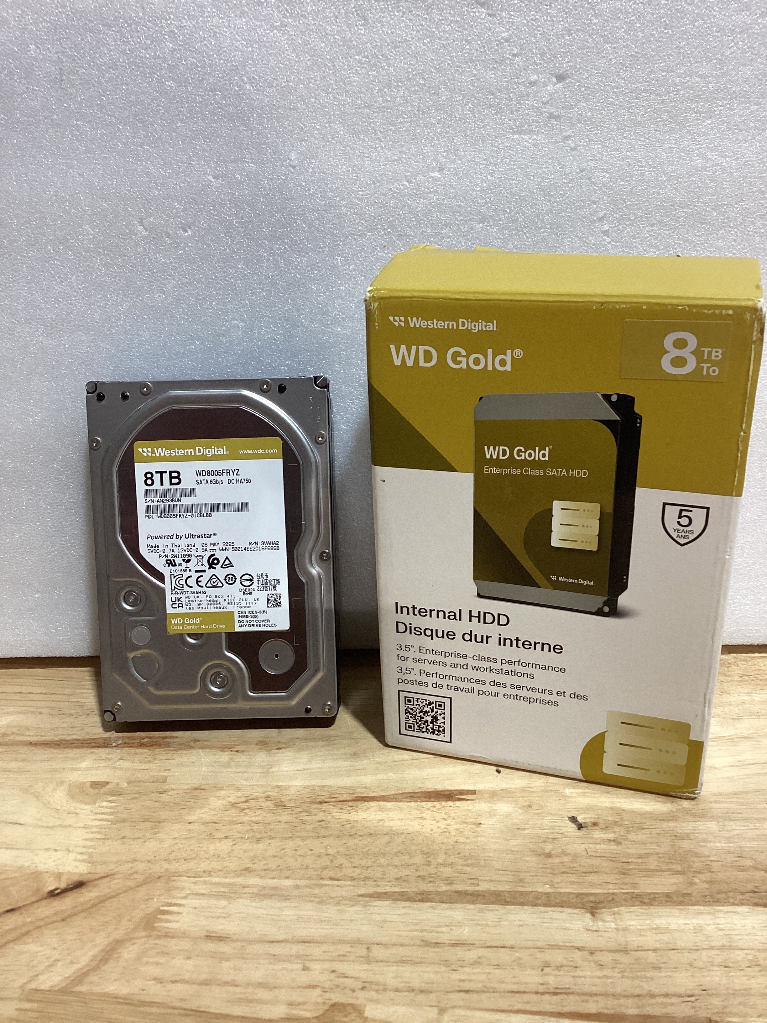 Disco Duro Interno WD Gold 8TB Enterprise — 7200 RPM, SATA 6 Gb/s, 256 MB Caché, 3.5"