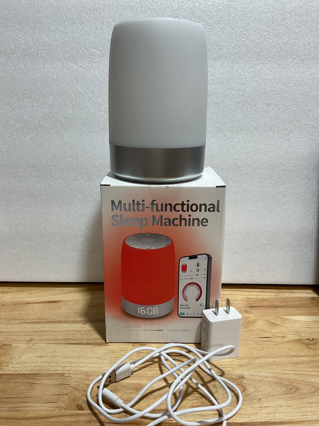 Lámpara de Terapia de Luz Roja y Máquina de Ruido Blanco con Reloj Despertador – Control por App (Grande)