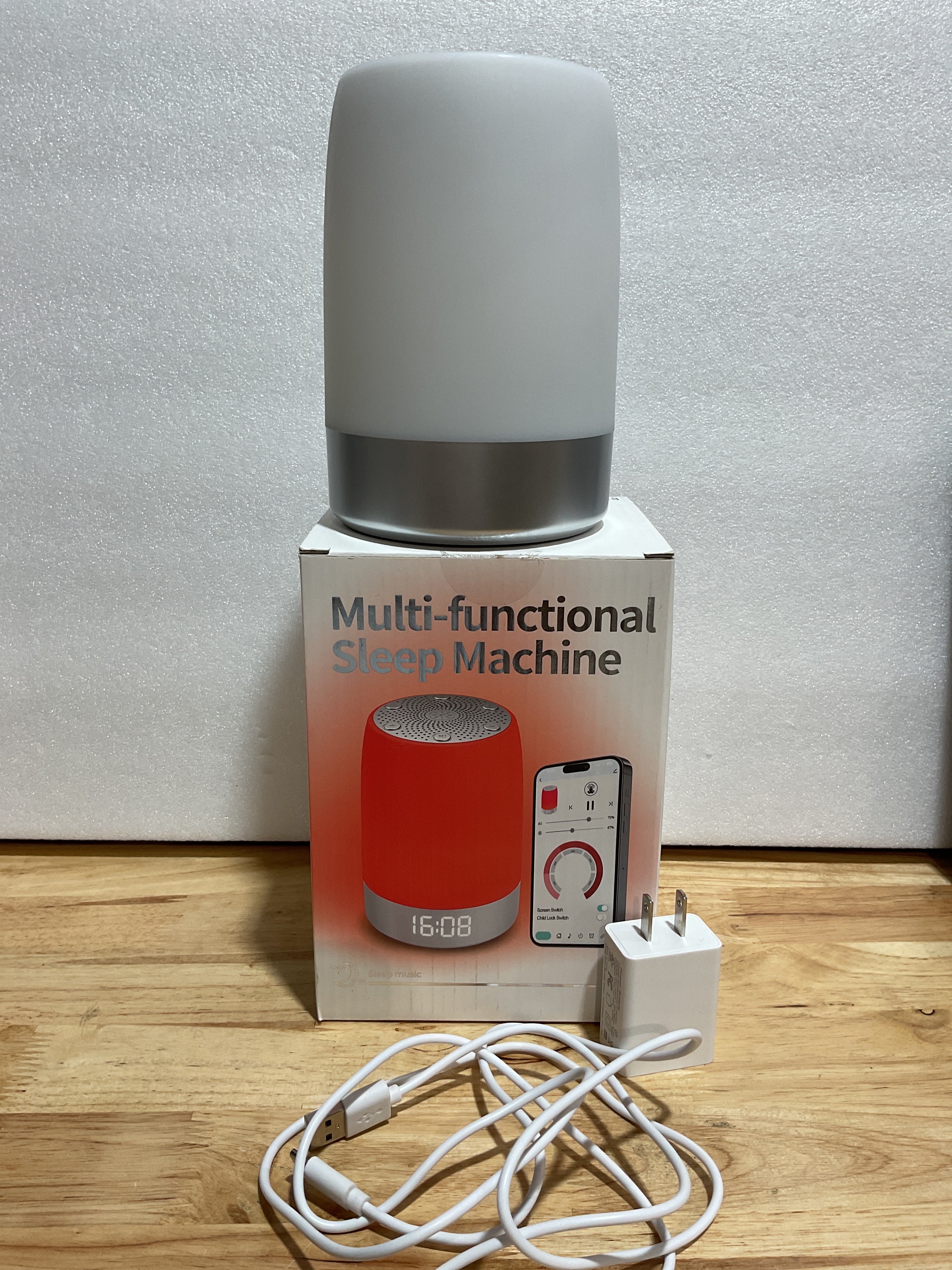 Lámpara de Terapia de Luz Roja y Máquina de Ruido Blanco con Reloj Despertador – Control por App (Grande)