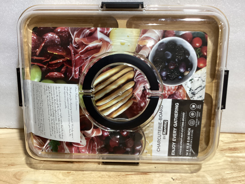 Tabla de Charcuterie Portátil Renmxj | 6 Compartimentos | Tapa Transparente | Negro | Regalo Ideal