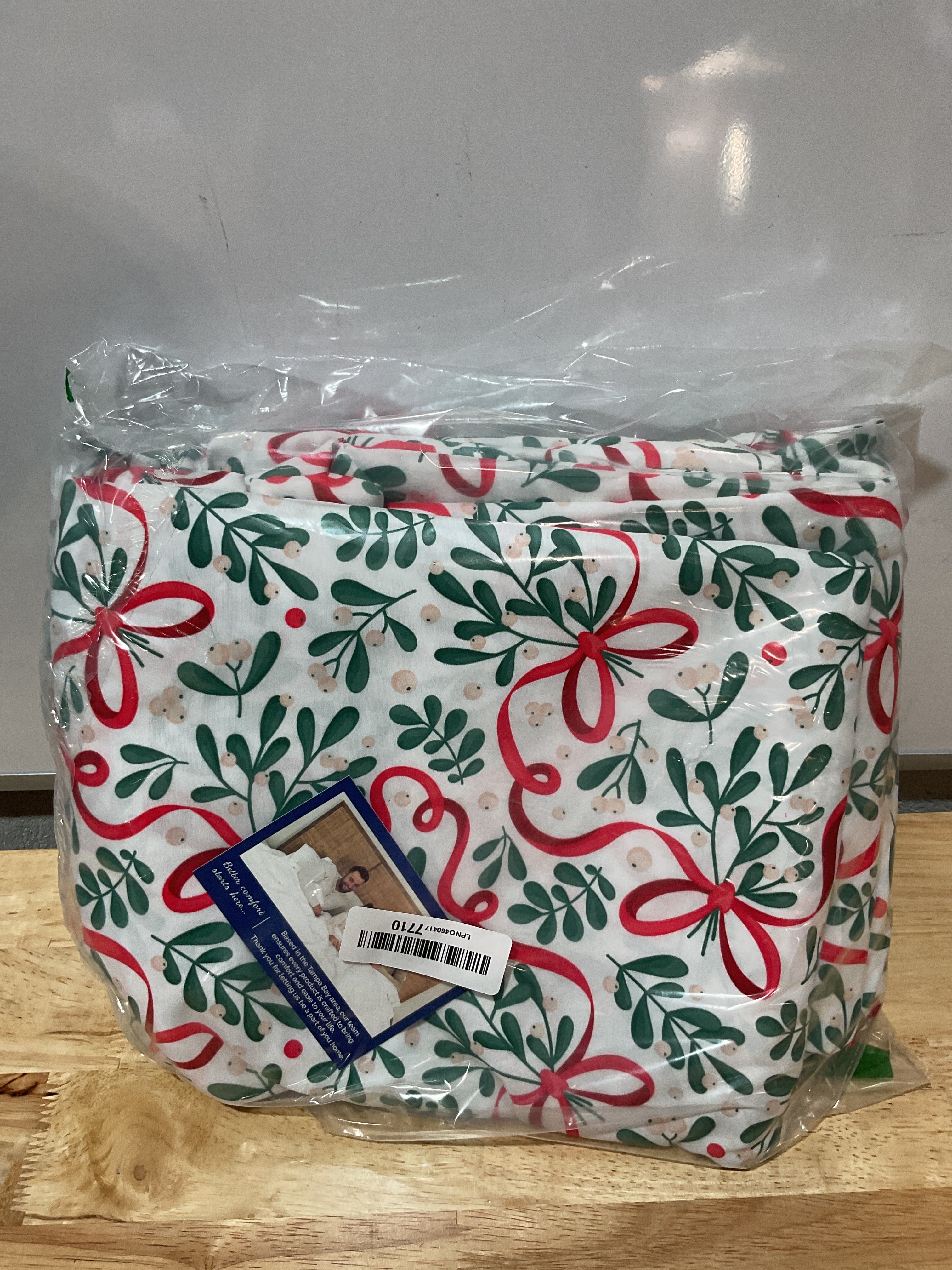 Juego de Sábanas Navideñas King 4 Piezas | Diseño Lazo Navidad | Bolsillos Profundos | Sin Arrugas