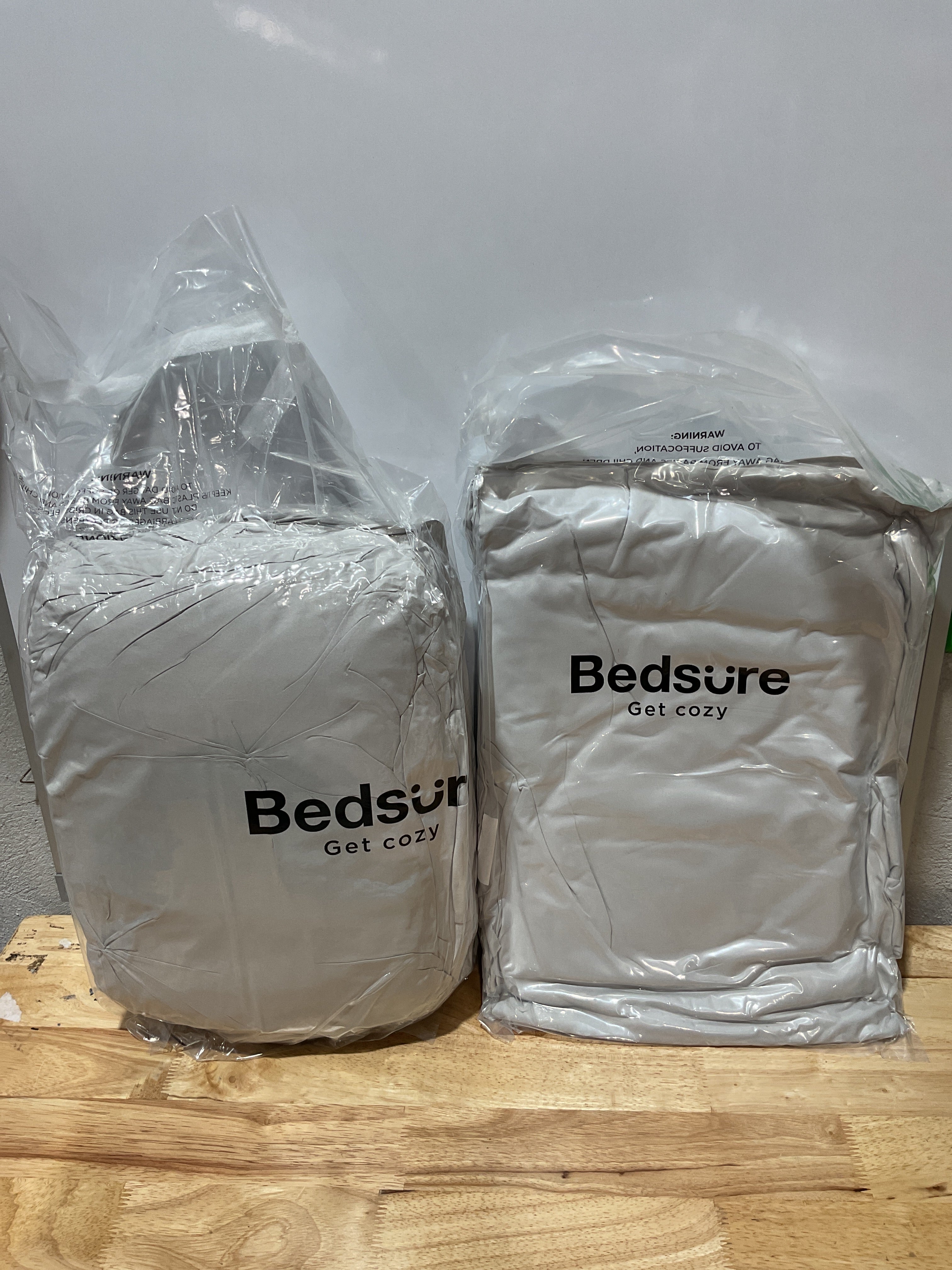Juego de Edredón Queen Bedsure Gris Claro — 7 Piezas Cama en Bolsa