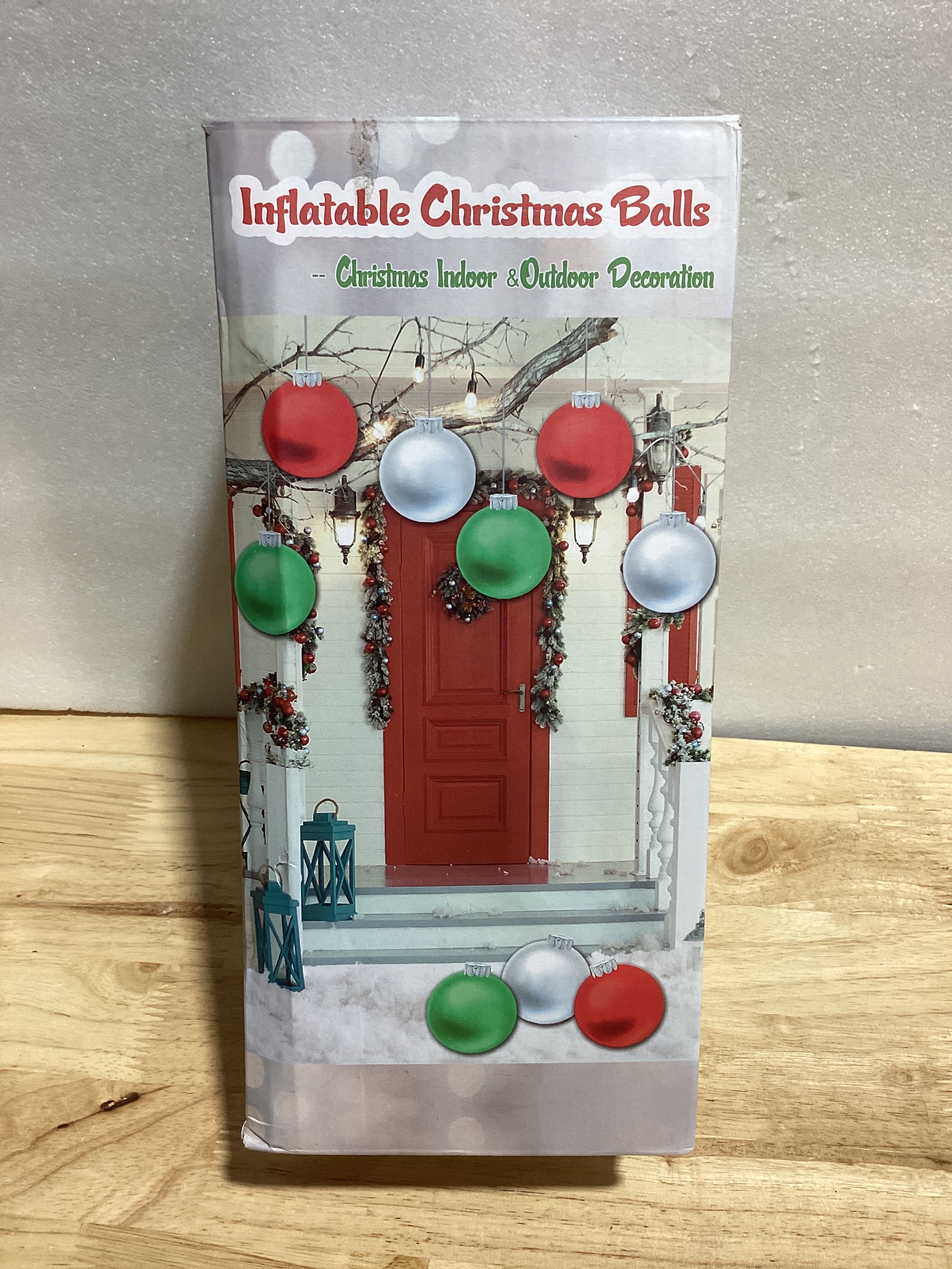 Esferas Navideñas Inflables YHFUISK 11" Pack 10 — 5 Colores, Con Bomba, Decoración Exterior Patio y Jardín