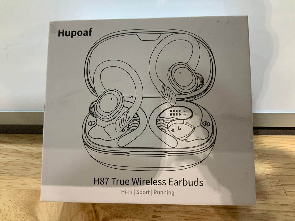 Hupoaf Auriculares Inalámbricos Deportivos, Nuevos Auriculares Bluetooth 5.4 con Ganchos para los Oídos, 50H Auriculares Estéreo con Graves Profundos y 4 Micrófonos ENC con Cancelación de Ruido