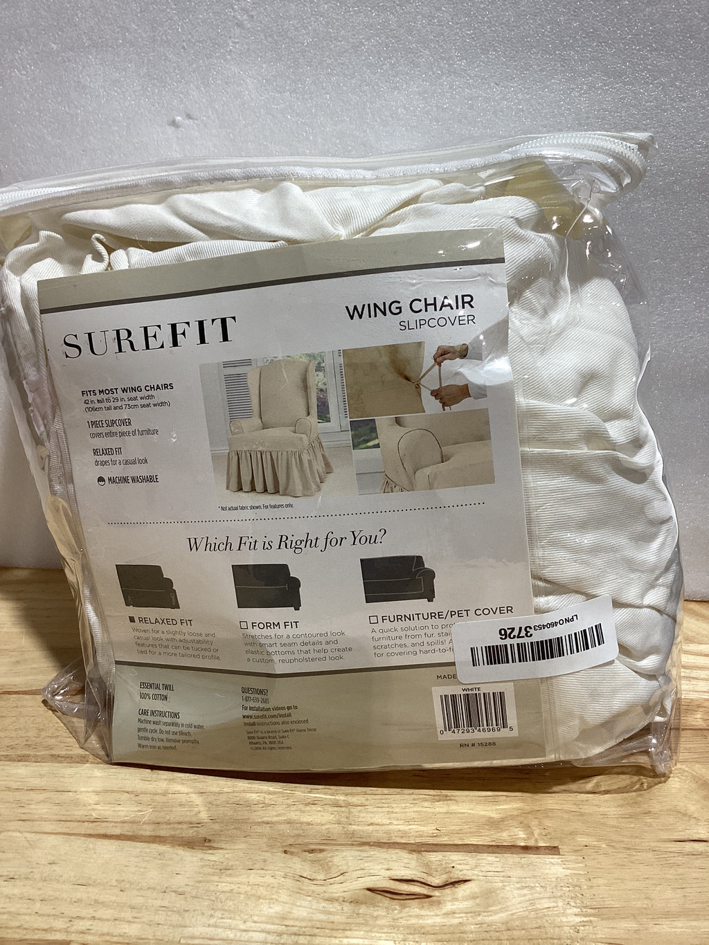 SureFit Funda para Sillón Orejero Twill T-Cushion — Cobertura Relajada para Protección de tu Silla Favorita