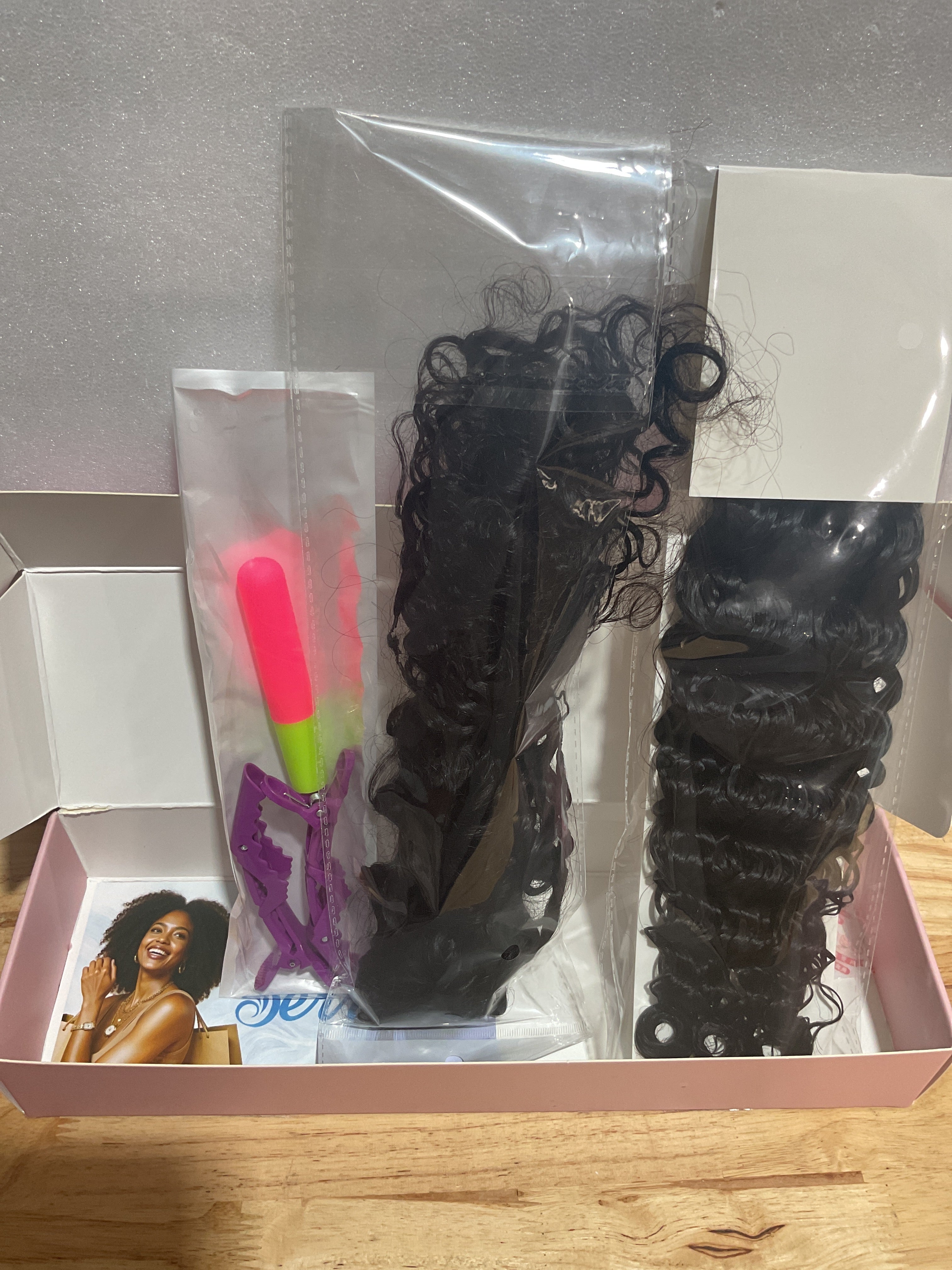 Extensiones Crochet Gogo Curl Knotless 18" – Cabello Humano Deep Curly Wave Natural Black 120g