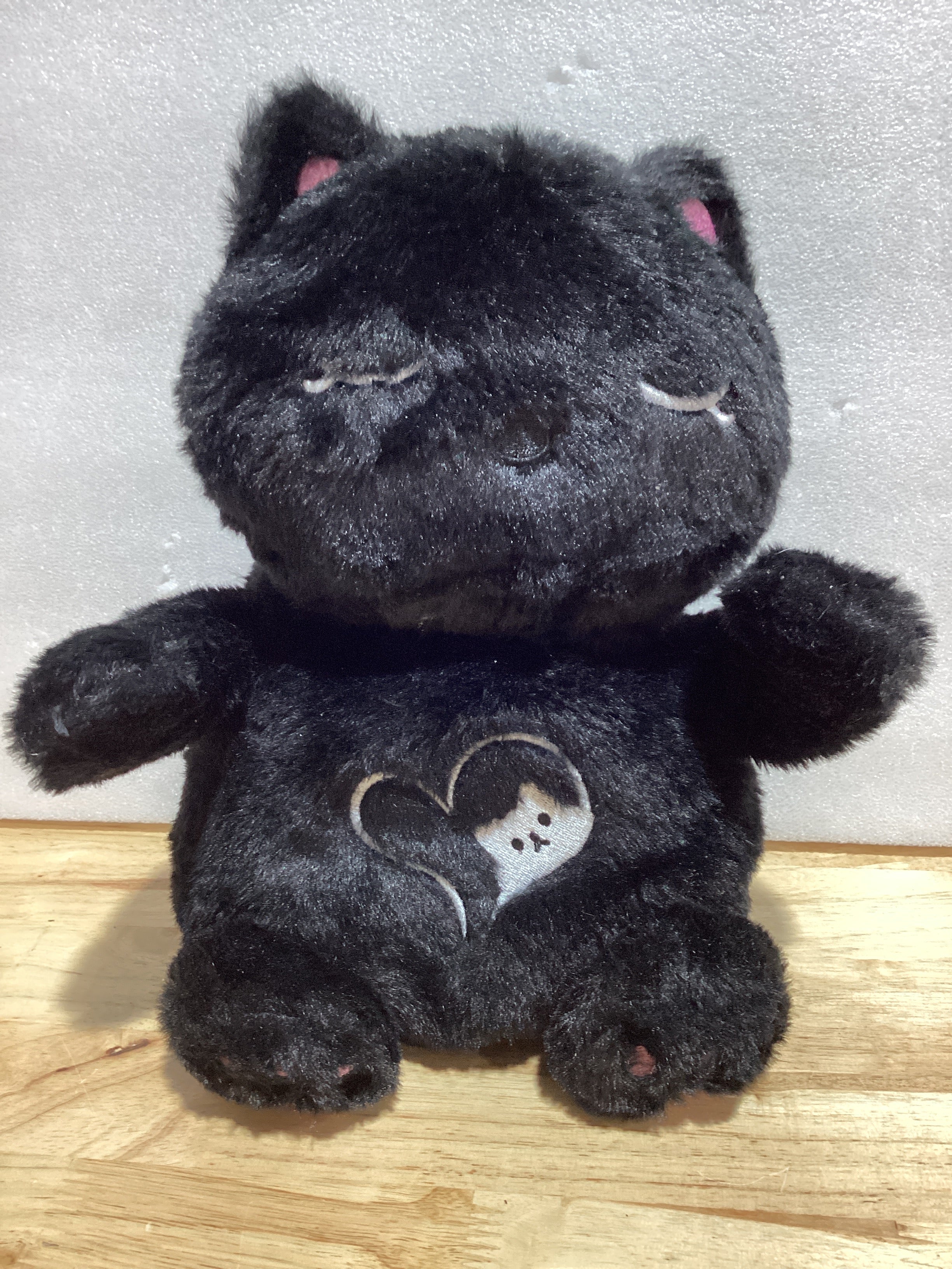 Peluche de gato respirable, de 11 pulgadas, con música calmante, luces, felpa suave para dormir para niños, adultos (modo de 3 niveles y volumen)