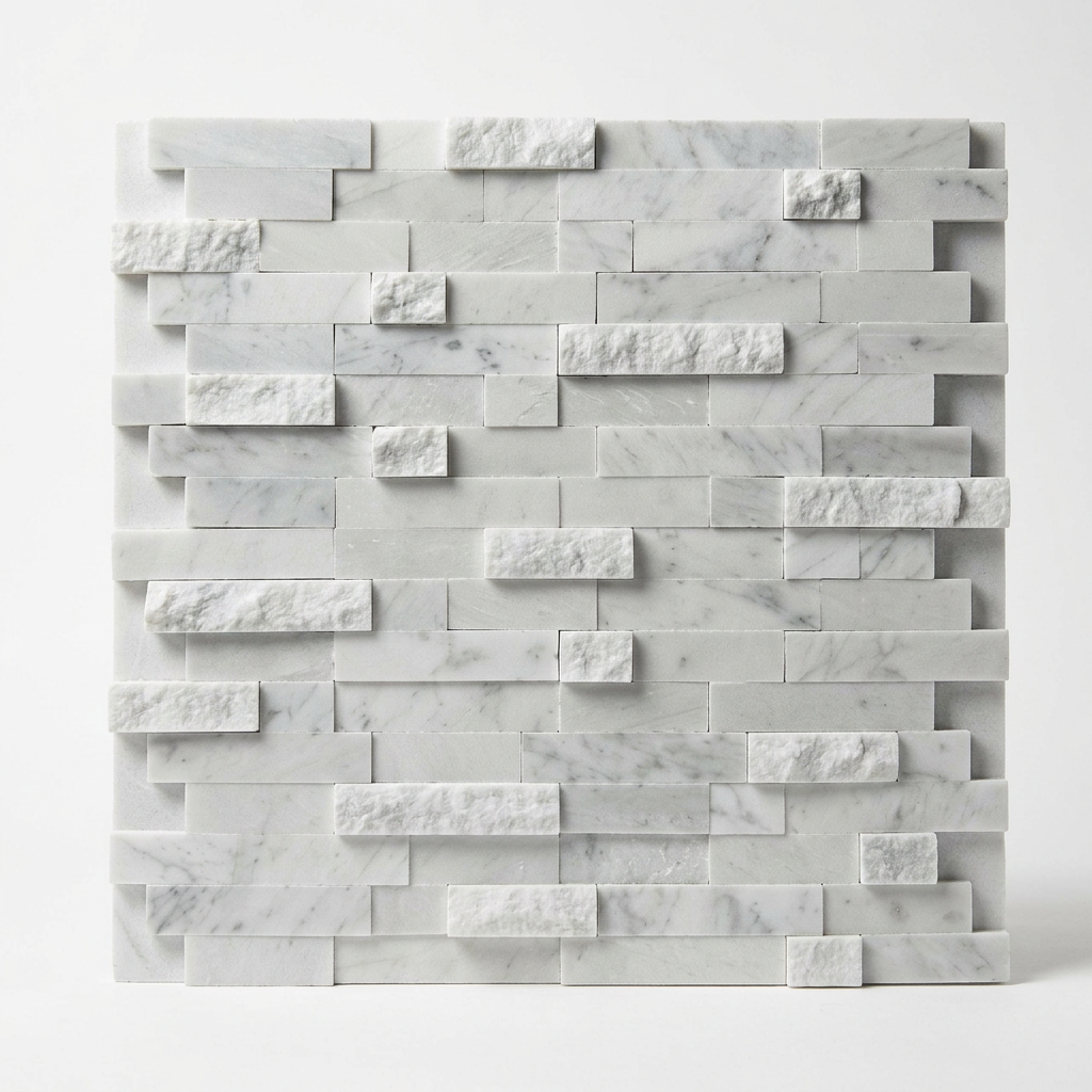 Set de 5 piezas de revestimiento decorativo con relieve tipo piedra en blanco y gris claro