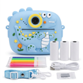 Cámara infantil de impresión instantánea con diseño de dinosaurio azul y kit de accesorios