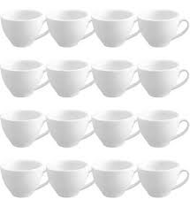Reallnaive Set x16 Tazas de Espresso y Café en Porcelana Blanca – 16 Piezas | Elegante y Duradero