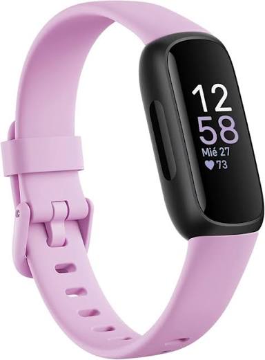 Monitor de salud y actividad física Fitbit Inspire 3 con gestión del estrés, intensidad del entrenamiento, seguimiento del sueño y monitorización continua de la frecuencia cardíaca (24/7) - Incluye suscripción premium de Google Health por 3 - Lila/Negro