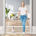 Fldofaves Puerta para perros – Puerta de bebé ajustable de metal extra ancha