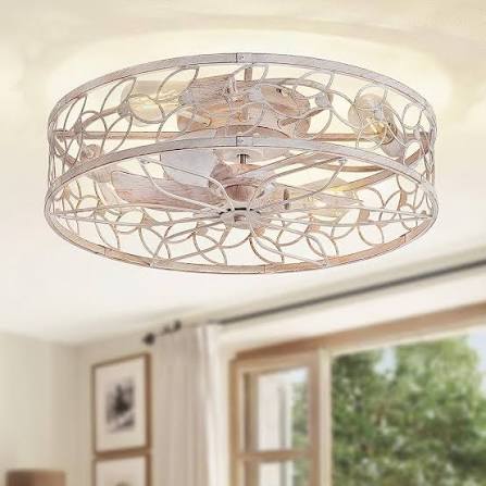 ventilador de techo con diseño de hojas talladas