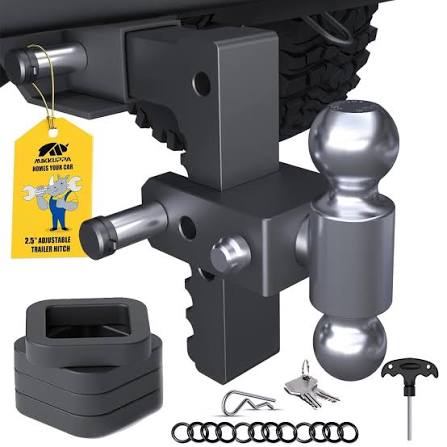 Enganche de remolque ajustable MIKKUPPA: compatible con receptores de 2.5", enganches de remolque de aluminio de alta resistencia con caída/elevación de 6" para camiones