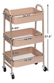 Carrito utilitario rodante AGTEK de 3 niveles con ruedas con bloqueo, carrito de almacenamiento multifuncional de metal, carrito organizador para cocina, oficina, sala de estar, maquillaje, manualidades, estudio de arte, rubor