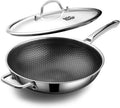 sartén o wok profundo híbrido con grabado láser de acero inoxidable
