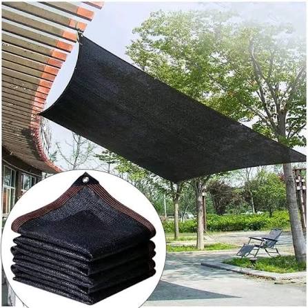 Tela para Sombra de Jardín – Lona de Malla con Ojales, Color Negro, Protección Solar