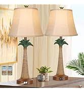 juego de dos lámparas de mesa decorativas con diseño de palmera