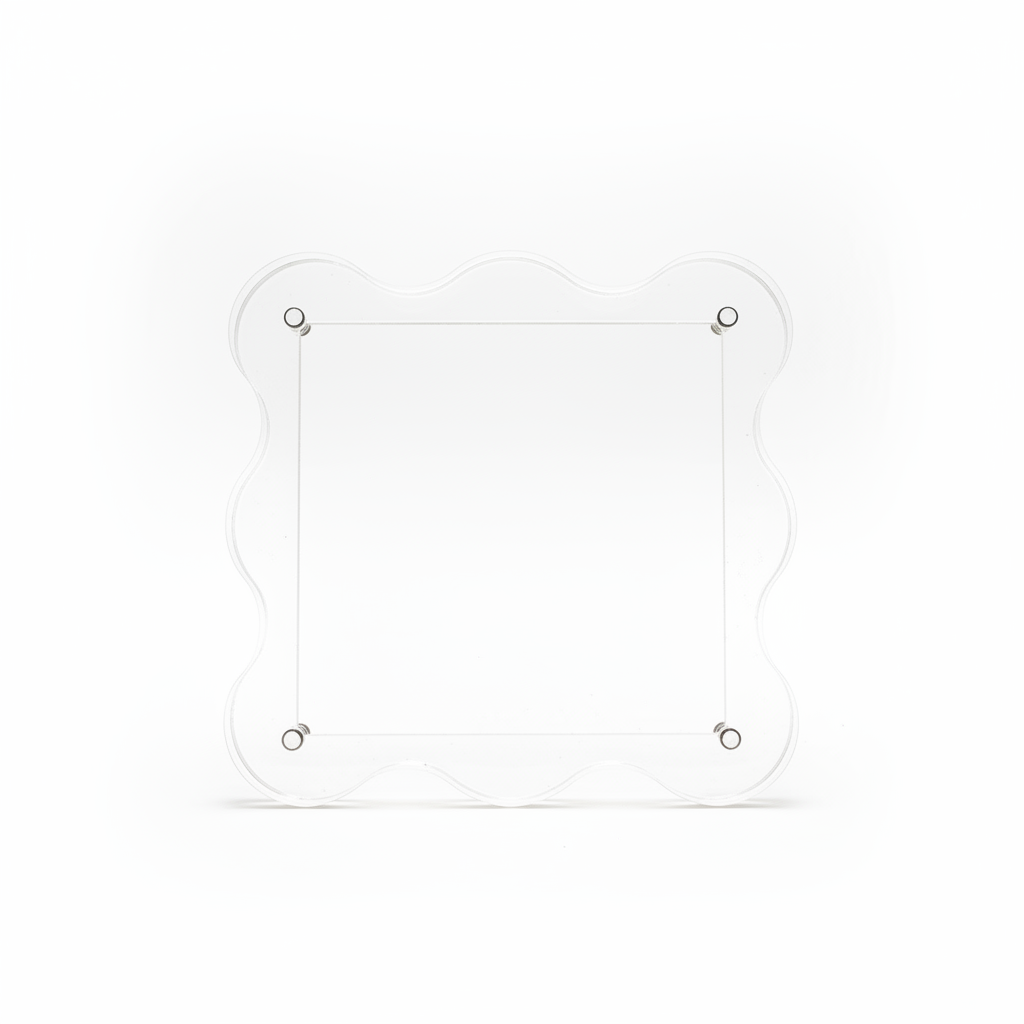Set 3 Piezas – Marco de Fotos Magnético de Acrílico con Bordes Ondulados | Transparente, Diseño Elegante