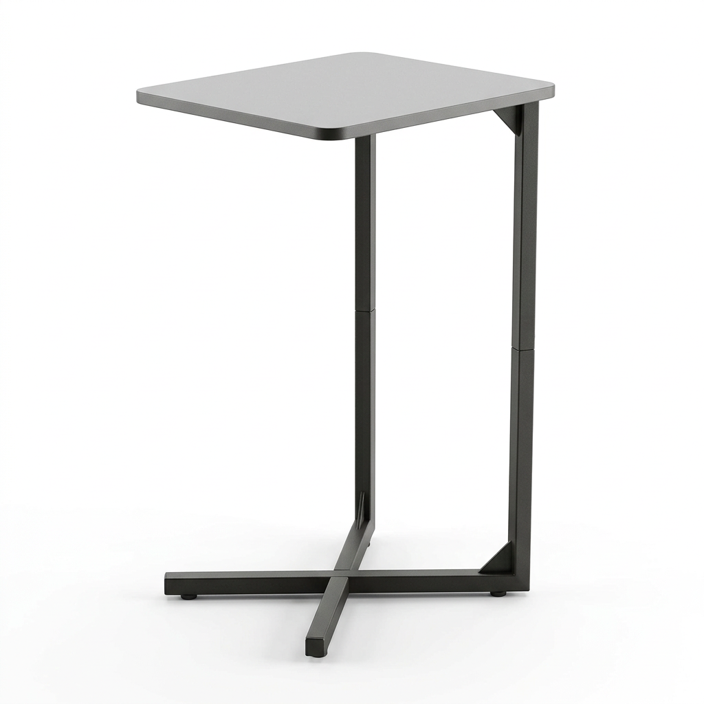 Mesa auxiliar NEFROM con diseño en C y base de patas cruzadas para sala o dormitorio