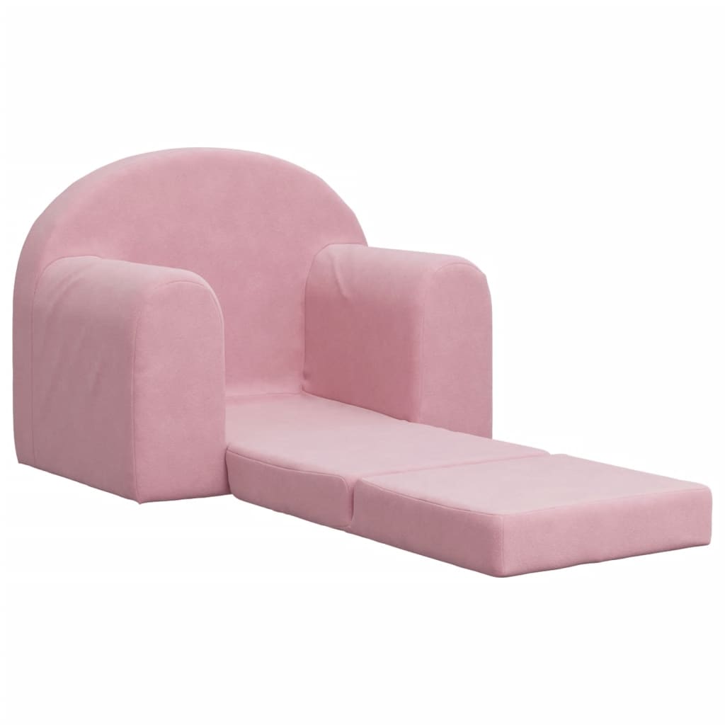 Sofá convertible para niños felpa suave rosa