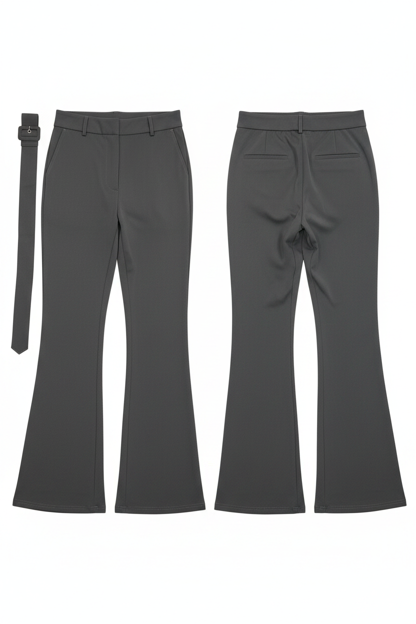 Pantalón flare gris sin modelo