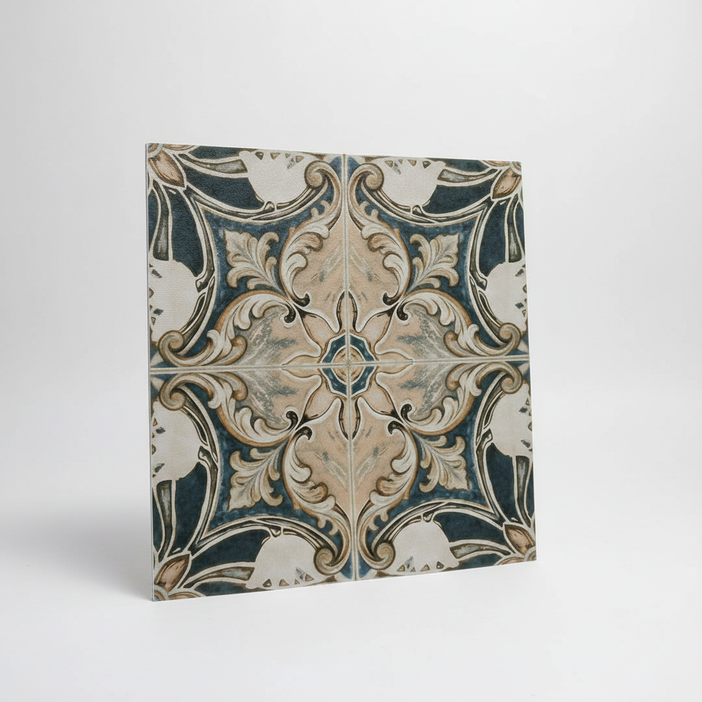 Papel Tapiz Decorativo Art Nouveau – Juego de 11 Láminas de 12x12 Pulgadas | Diseño Floral Azul y Beige