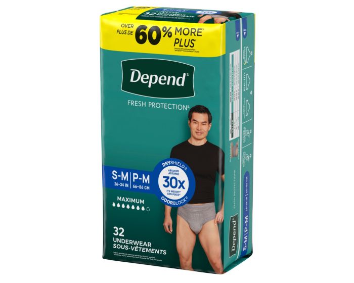 Depend Fresh Protection Men's Underwear S/M 32Ct