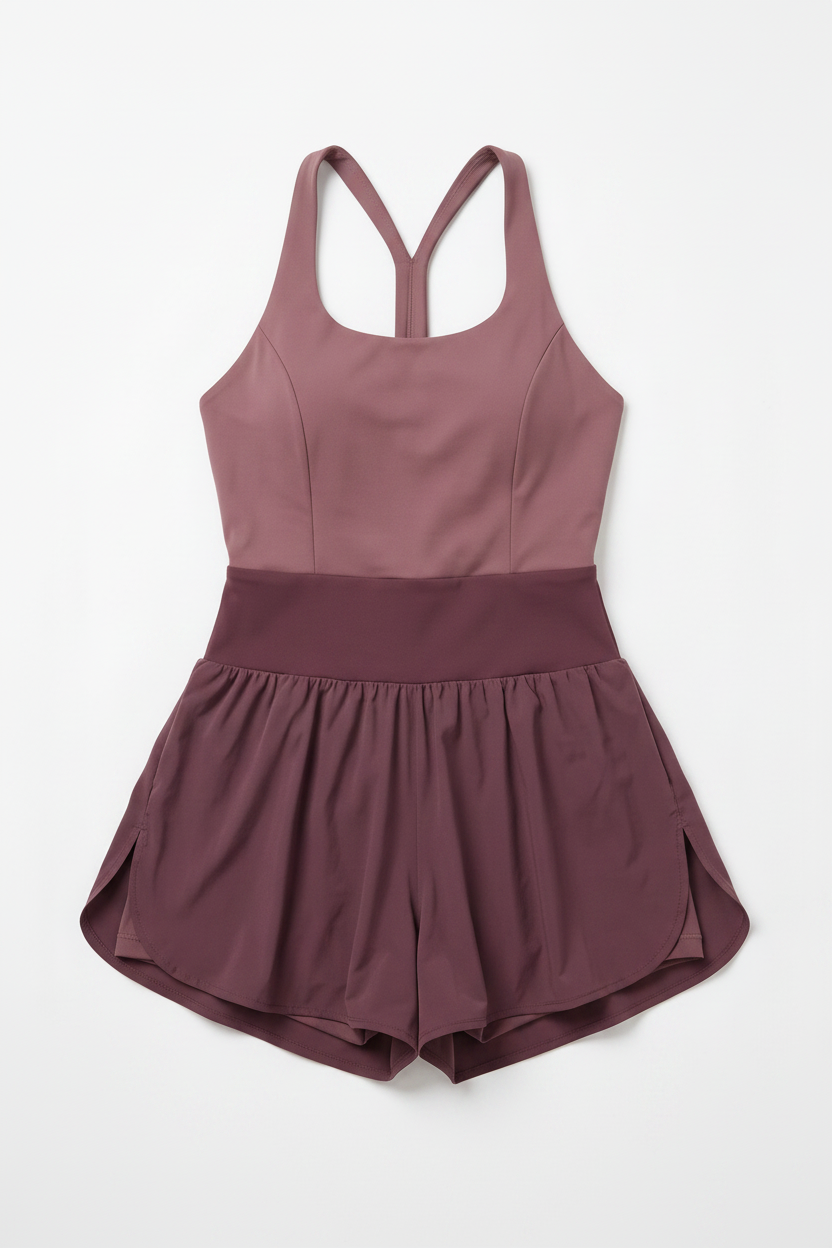 Romper Deportivo de Tenis Mujer – Falda con Short Interior y Espalda Racerback | Malva