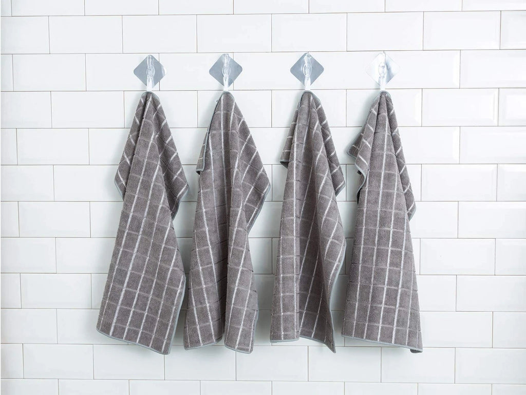 Toallas de Cocina Suaves de Microfibra – Paquete de 8, Gris