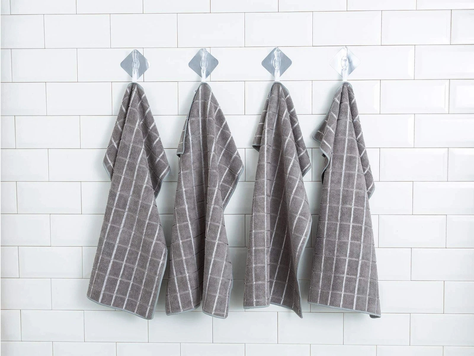 Toallas de Cocina Suaves de Microfibra – Paquete de 8, Gris