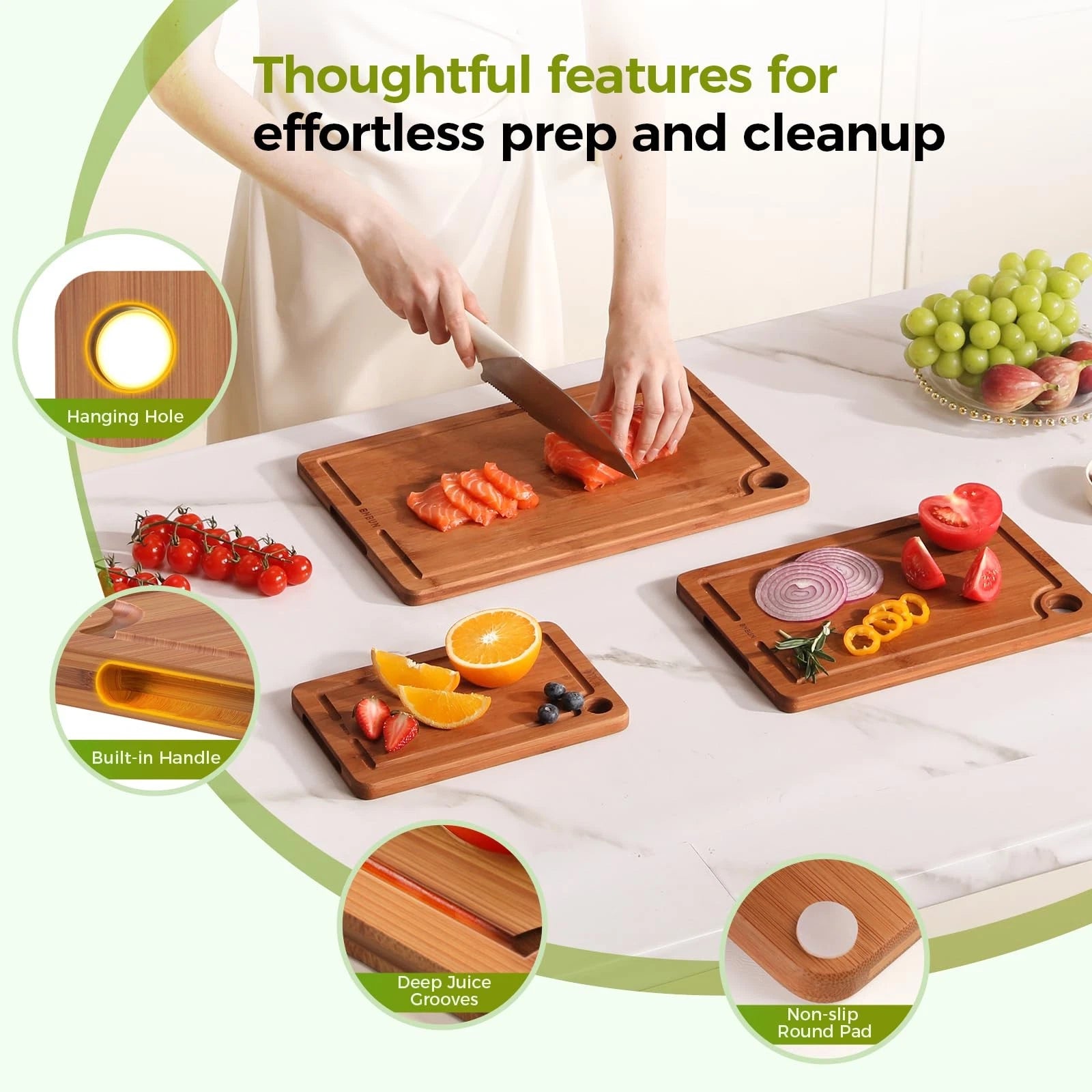 Set de 3 Tablas de Cortar de Bambú – Cocina Ecológica y Duradera