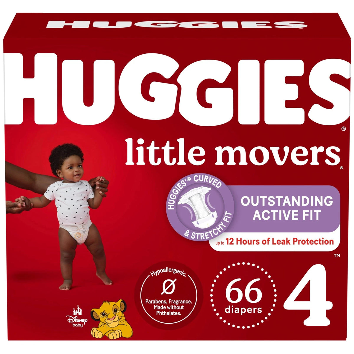 Pañales Huggies Little Movers talla 4 66 unidades a prueba de fugas sin fragancia-