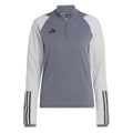 Suéter Adidas Tiro23 Competition para Mujer – Talla L, Color Gris, Manga Larga con Cuarto de Cremallera