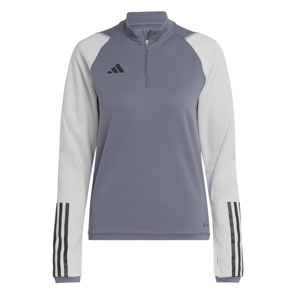 Suéter Adidas Tiro23 Competition para Mujer – Talla L, Color Gris, Manga Larga con Cuarto de Cremallera