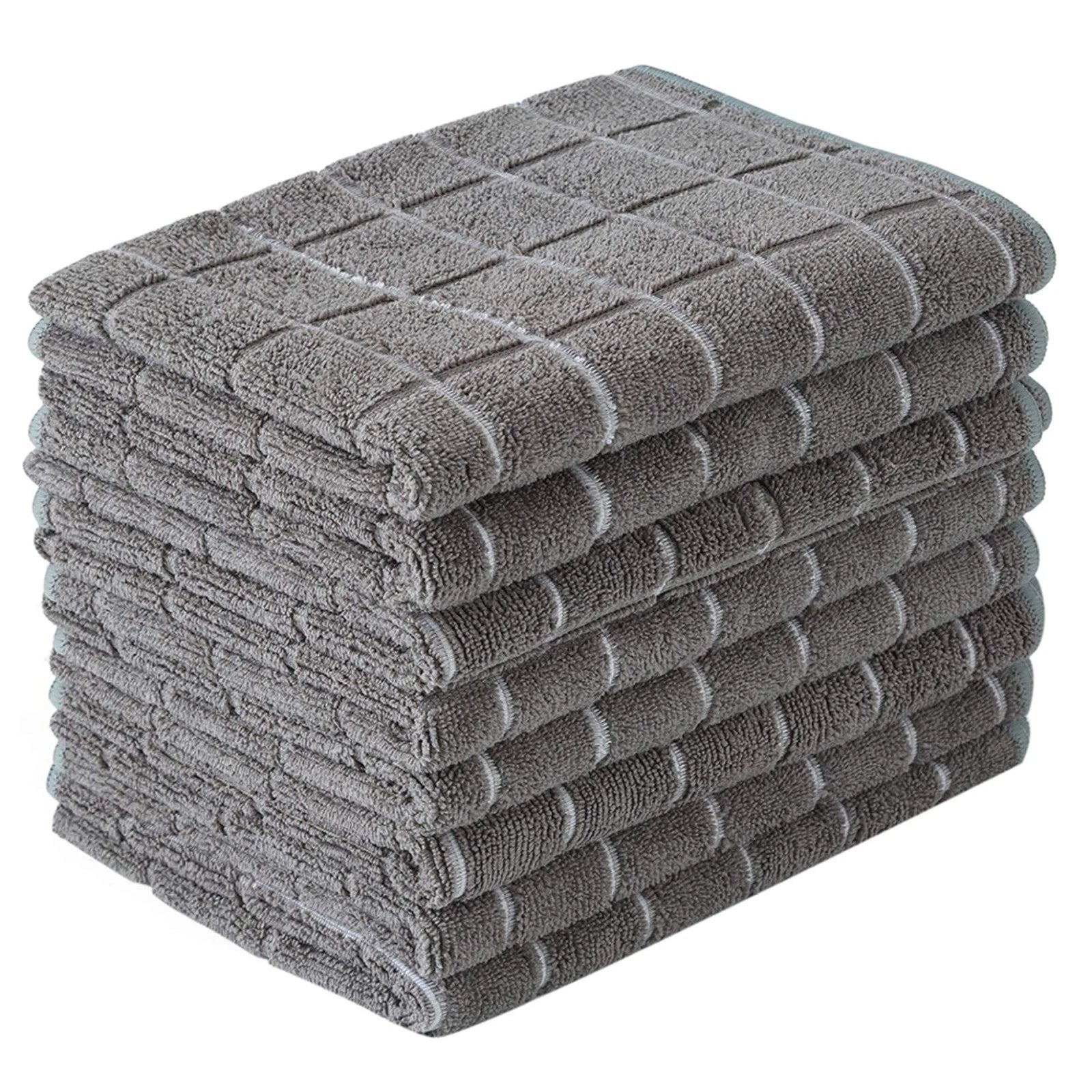 Toallas de Cocina Suaves de Microfibra – Paquete de 8, Gris