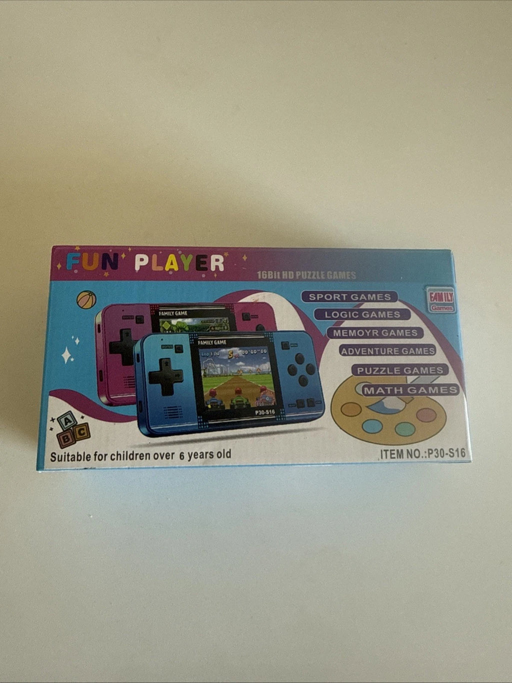 Divertida consola de videojuegos portátil de 16 bits para niños con juegos precargados