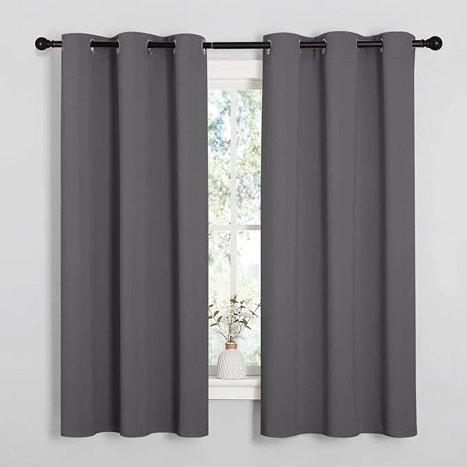 NICETOWN Aislamiento Térmico Ojal Cortinas Opacas Dormitorio 2 Paneles 42x63 Gris