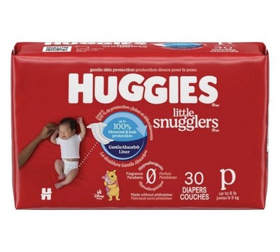 Pañales Huggies Little Snugglers Talla P (hasta 6 lb) – 30 Unidades