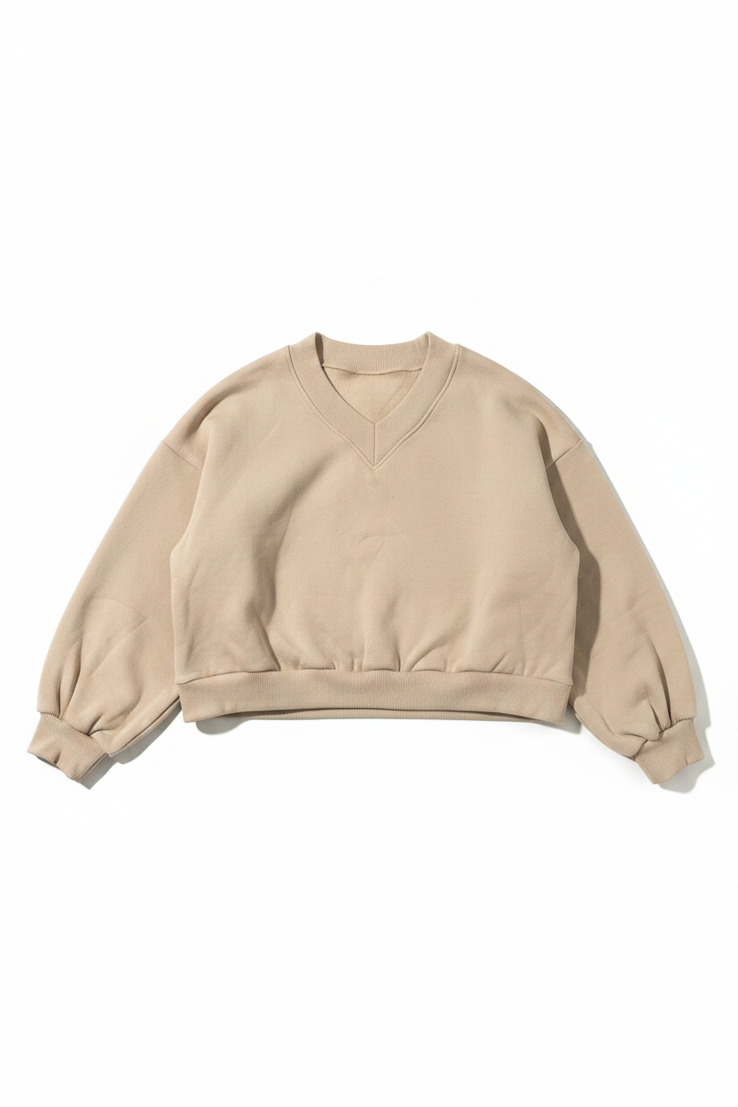 Sudadera crop beige sin modelo