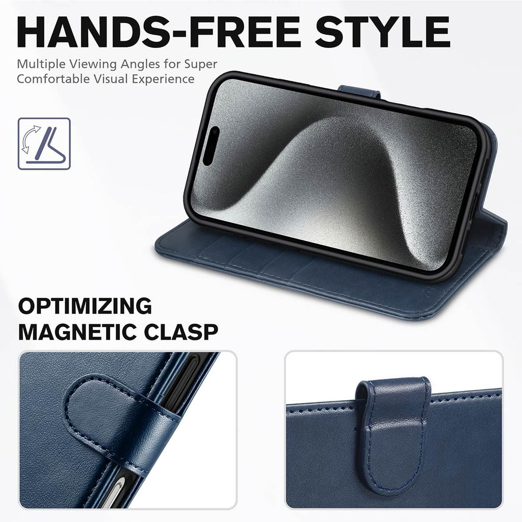 Funda tipo cartera de cuero TUCCH para iPhone 16 Pro Max, funda abatible para iPhone 16 Pro Max, ranuras para tarjetas, bloqueo RFID, funda plegable tipo libro con soporte y cierre magnético.(6.9")6