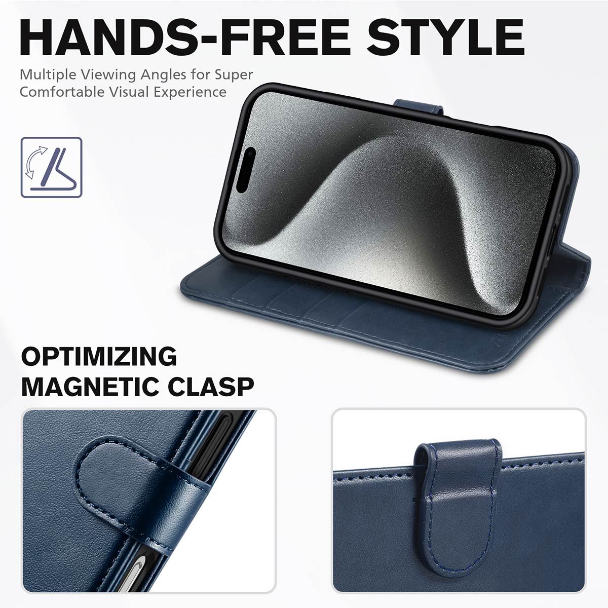 Funda tipo cartera de cuero TUCCH para iPhone 16 Pro Max, funda abatible para iPhone 16 Pro Max, ranuras para tarjetas, bloqueo RFID, funda plegable tipo libro con soporte y cierre magnético.(6.9")6