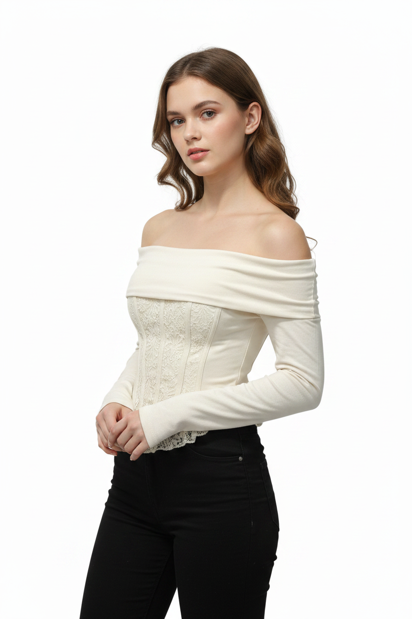 Top corset crema - con modelo