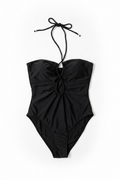 Traje de baño negro flat lay