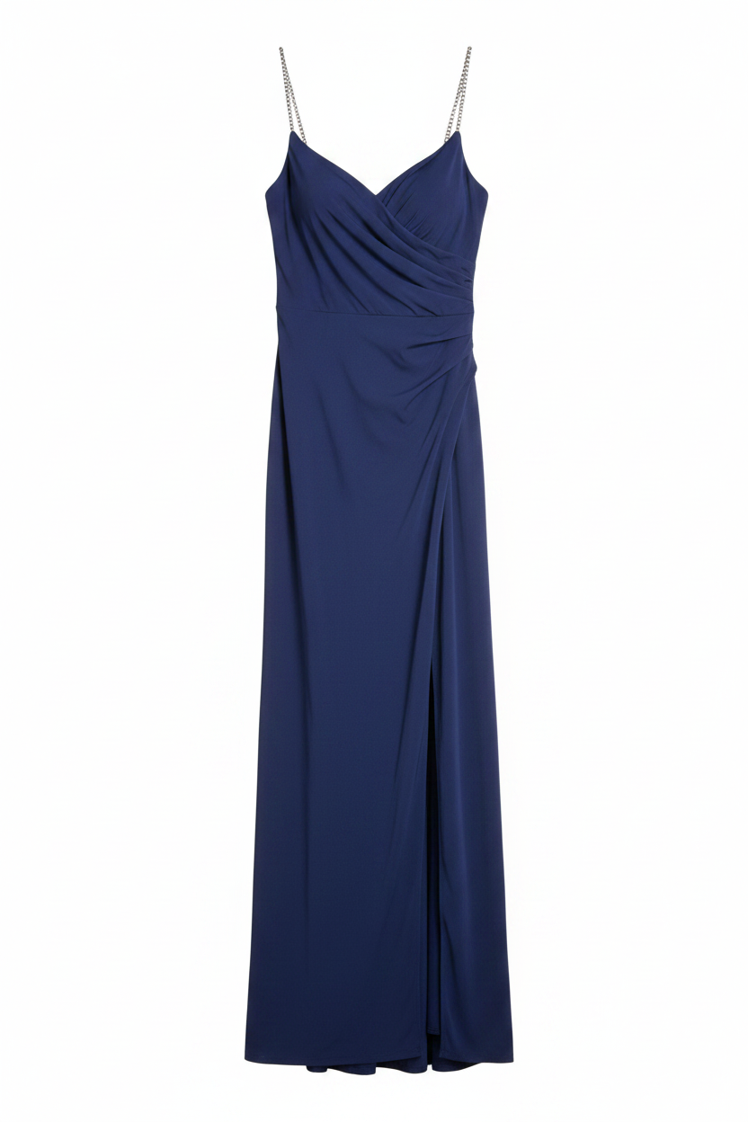 Vestido azul marino tirantes plateados sin modelo