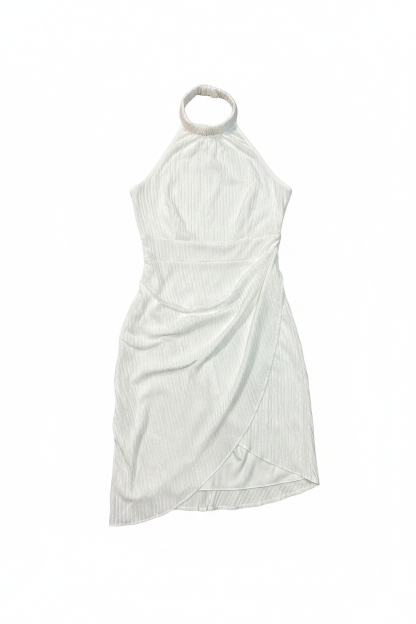 Vestido blanco argolla cerrada - flat lay