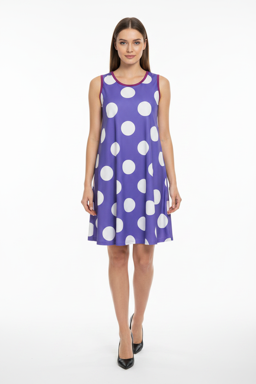 Vestido Morado Lunares Con Modelo
