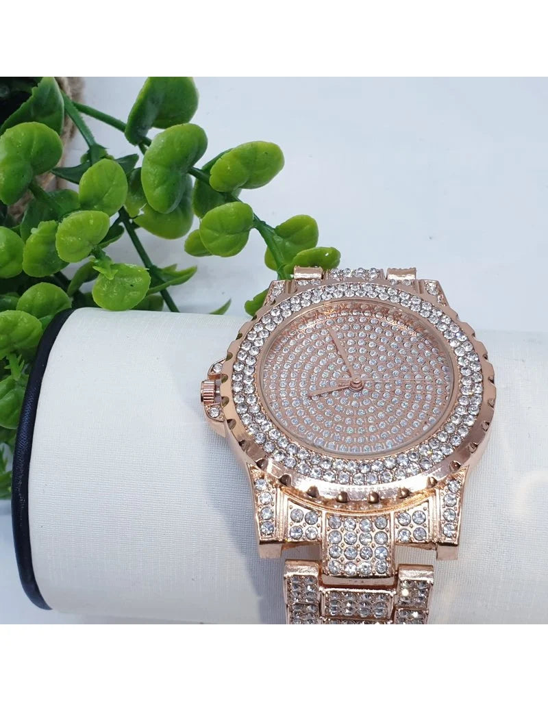 Reloj WTB0102 para Dama con Correa de Brillos en Oro Rosa – Elegante y Femenino